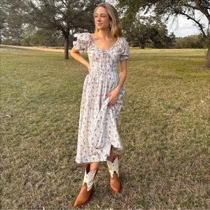 Hill House Ophelia Nap Dress in Pink Vine Stripe